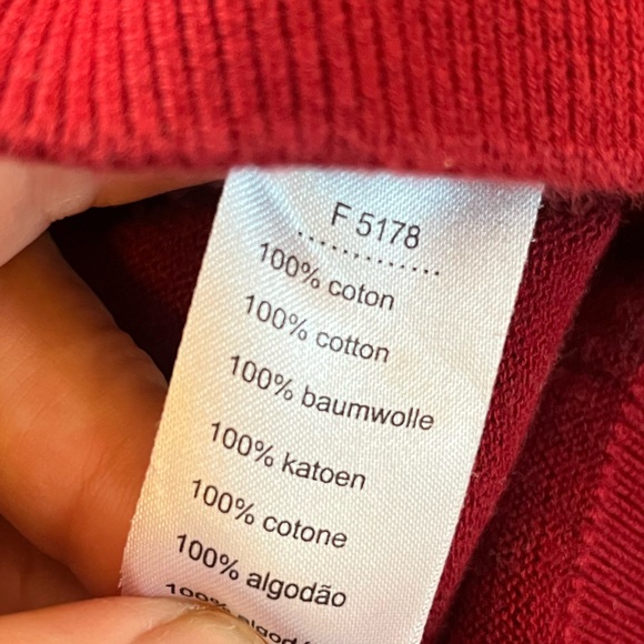 Men's Lacoste Long Sleeve V-Neck Pullover Sweater Red/burgundy 4 100% Cotton - Picture 6 of 7